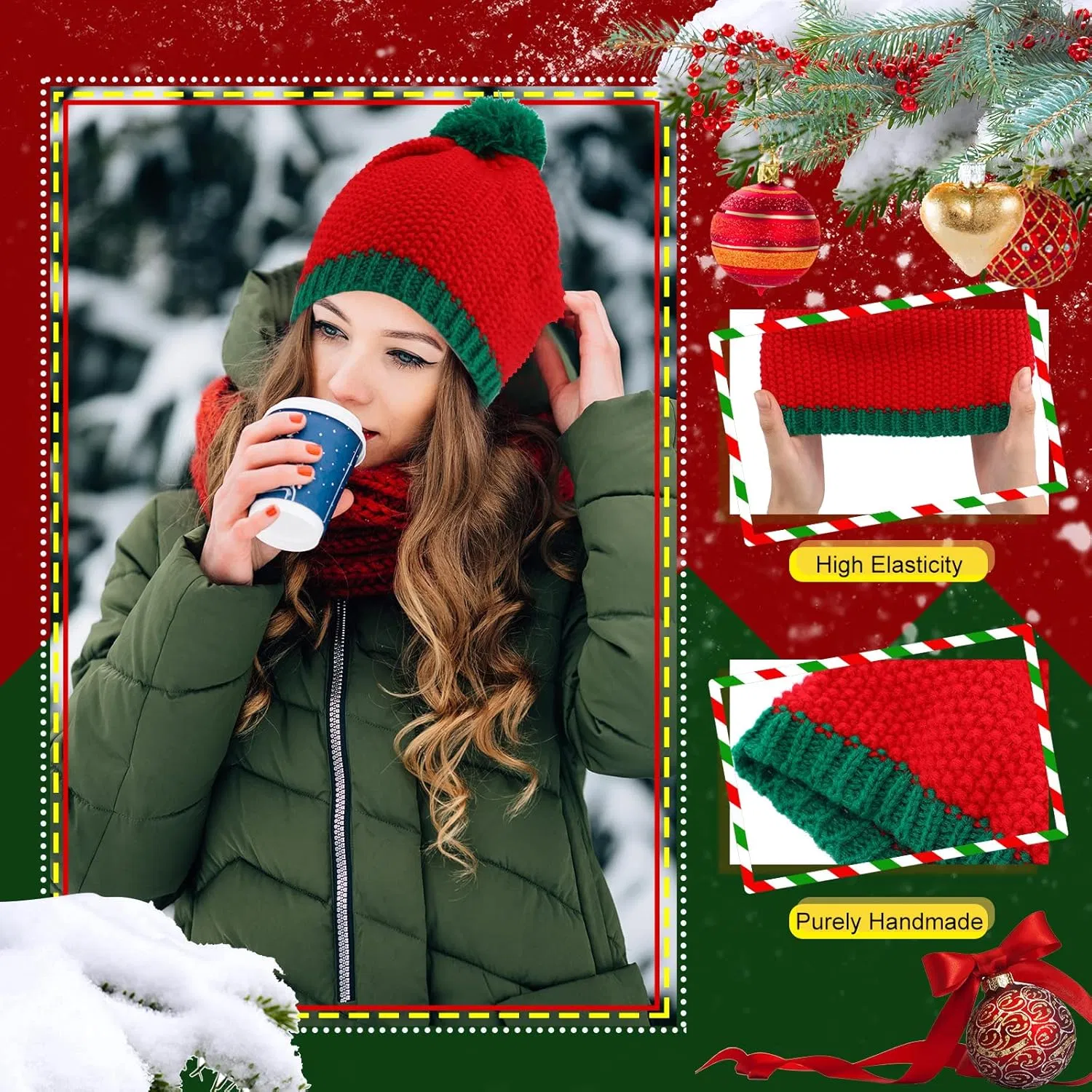 Зимние вязаные крючком шапки Санты для взрослых, Рождественские шапочки-бини, шапка Эльфа с помпоном, забавная Рождественская вечеринка, Новогодний праздник, Рождественские аксессуары, украшения, шапочки