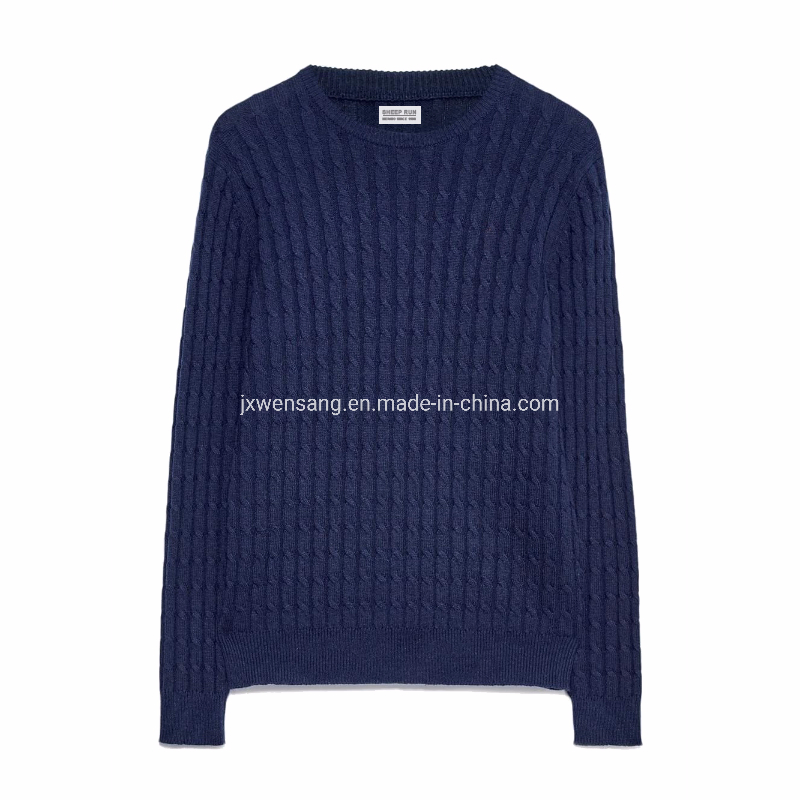 Мужской пуловер Merino из 100% австралийской натуральной шерсти мериноса, вязаный темно-синий свитер-джемпер с круглым вырезом горловины