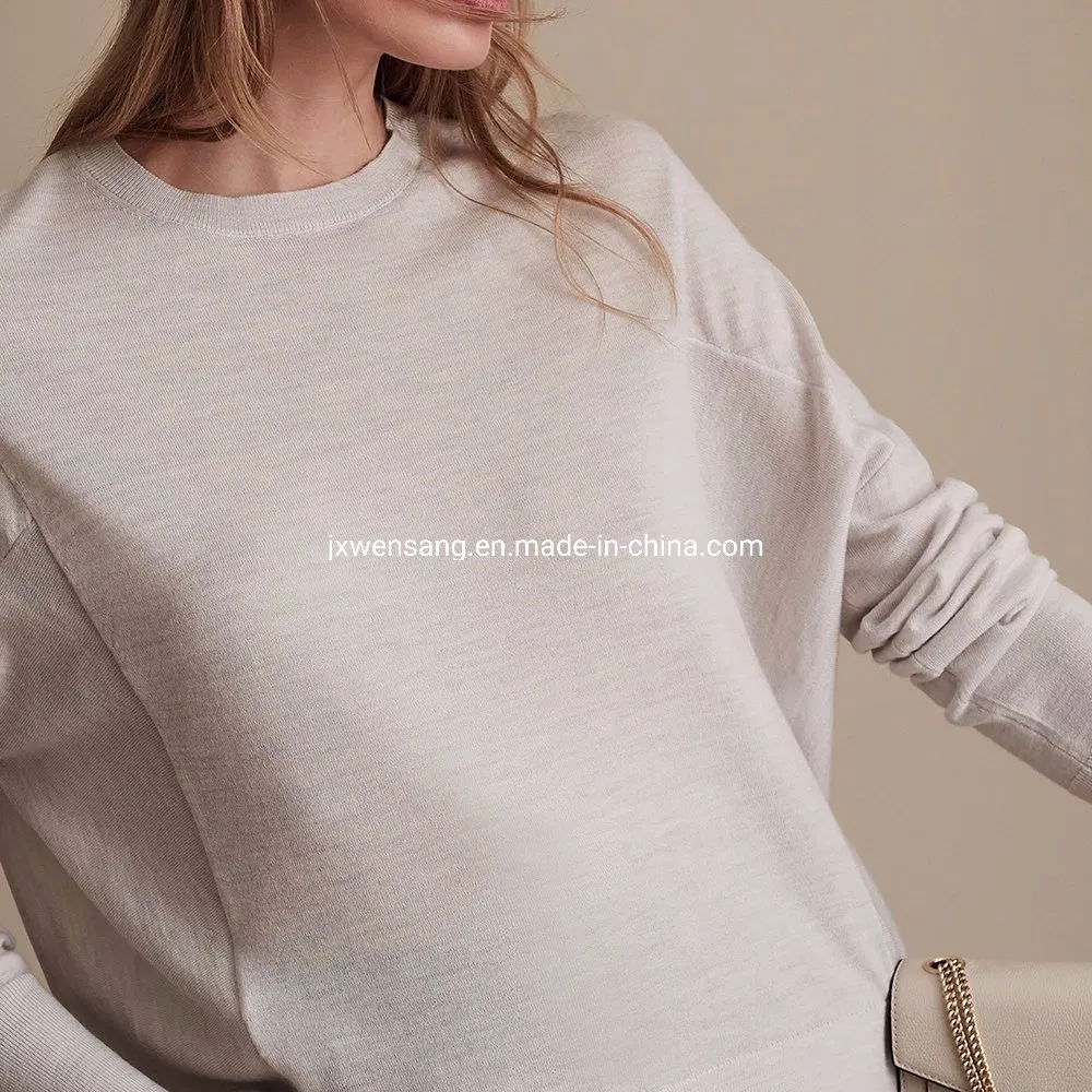 Merino Clothing Nz Женский пуловер из 100% натуральной шерсти мериноса с круглым вырезом горловины, джемпер