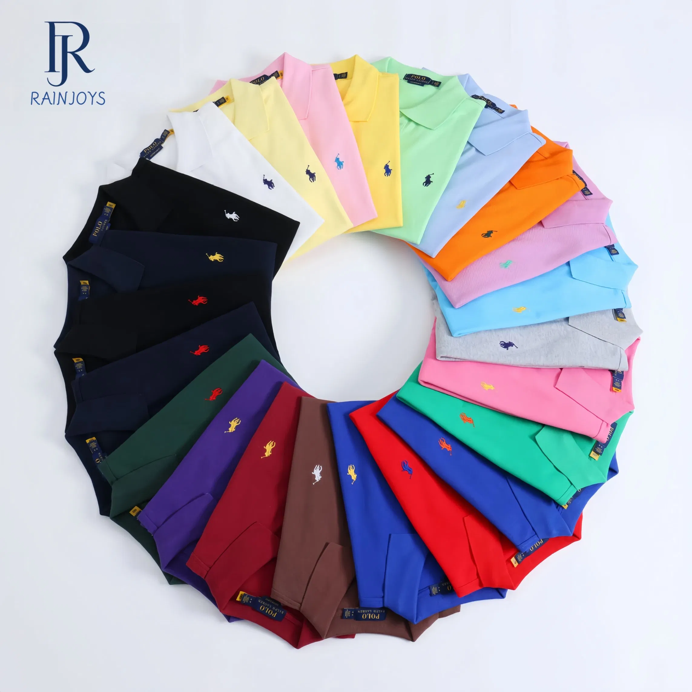 Дизайнерские хлопковые мужские поло Little Horse&prime;s с вышивкой логотипа Golf Polo Shirt