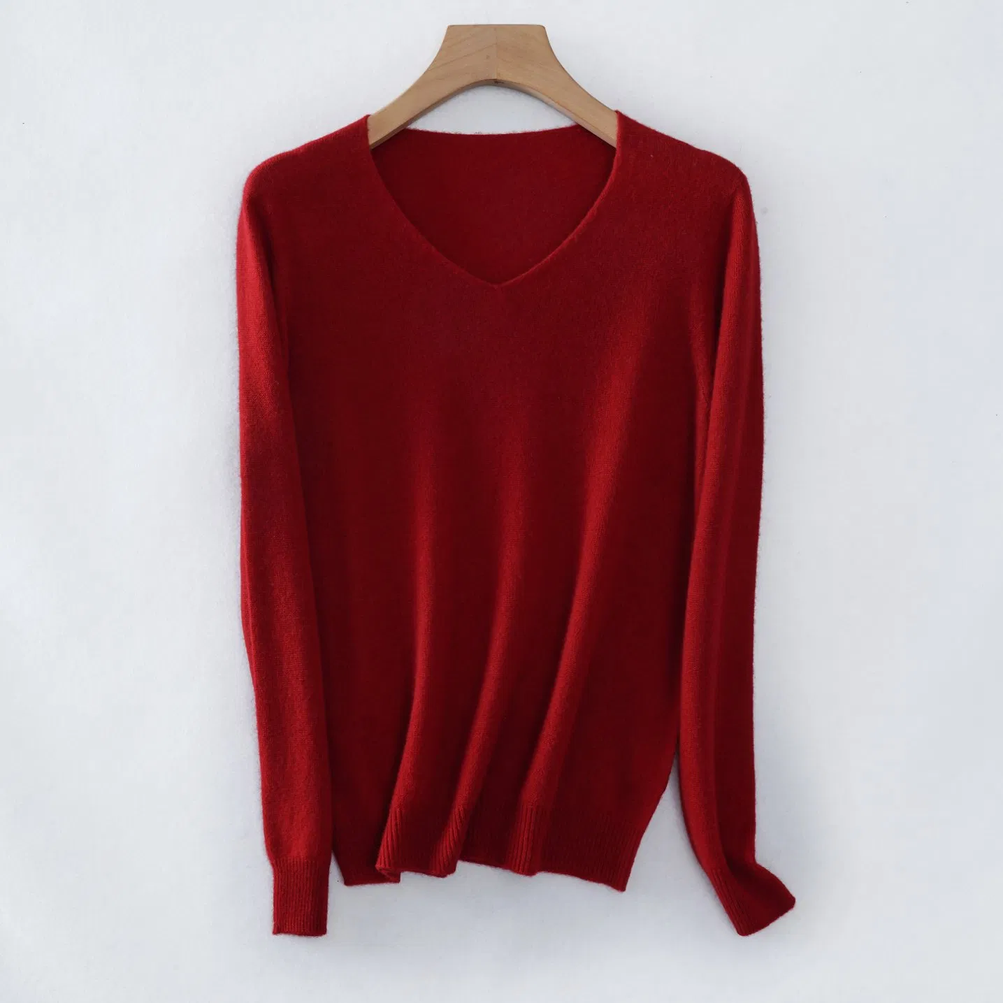 Хит продаж, женский классический всесезонный бесшовный легкий вязаный пуловер с V-образным вырезом, кашемировый свитер
