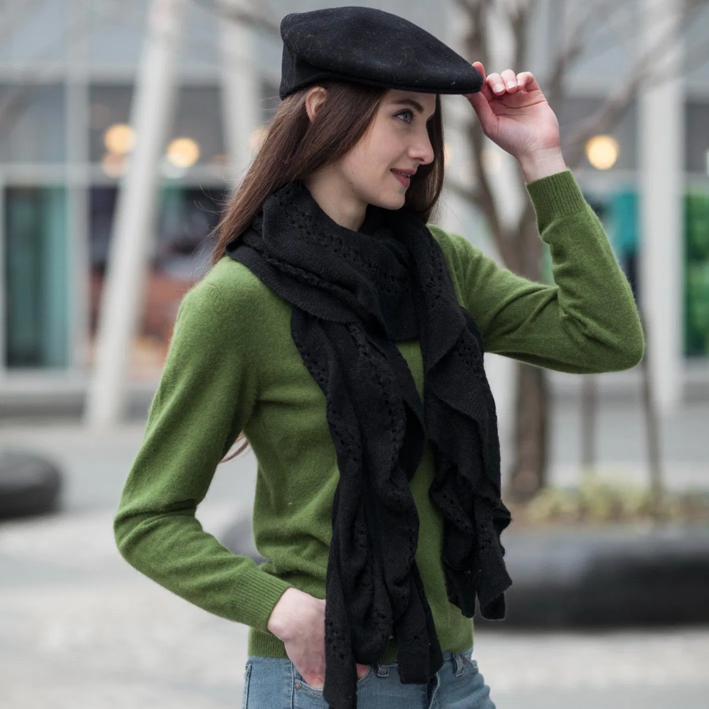 Женский свитер-пуловер с V-образным вырезом из кашемира для женщин (1500002068)