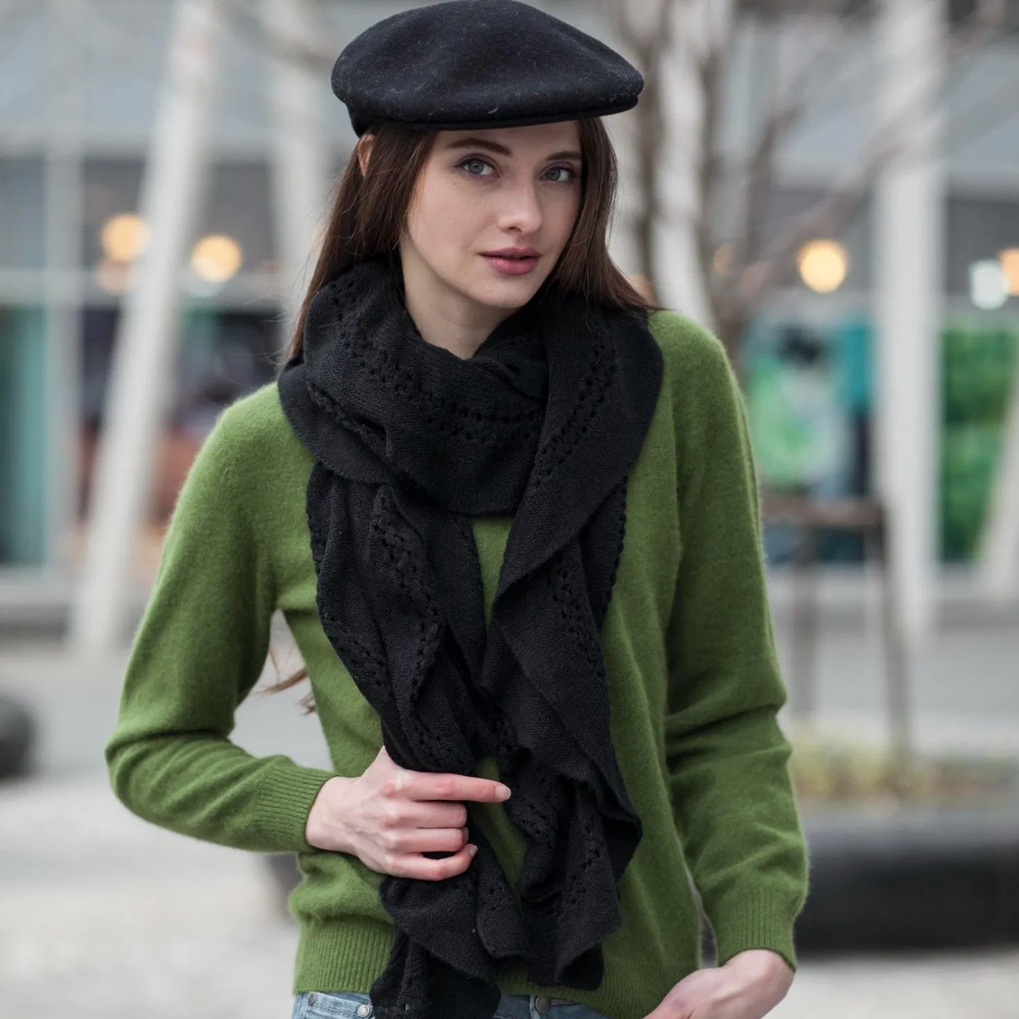 Женский свитер-пуловер с V-образным вырезом из кашемира для женщин (1500002068)