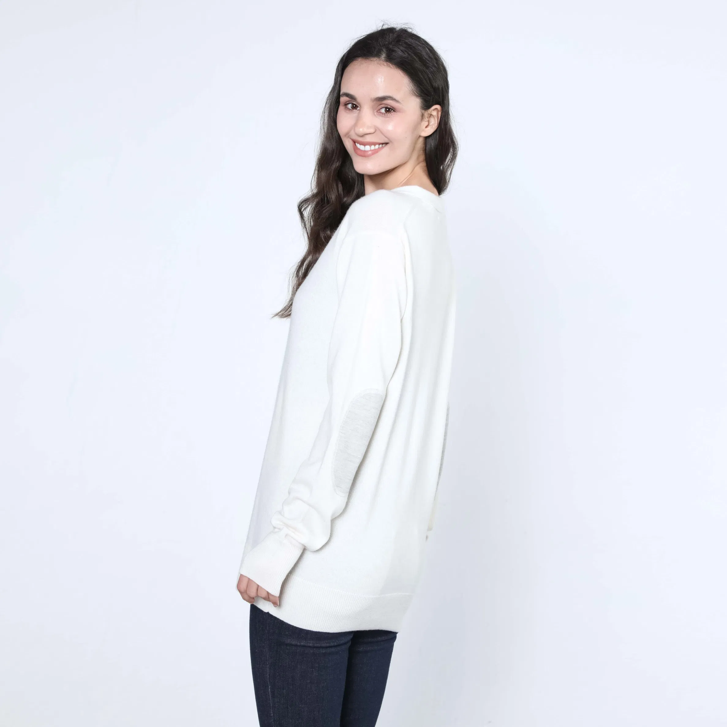 Самый популярный повседневный женский модный кардиган из 100% кашемира с глубоким V-образным вырезом