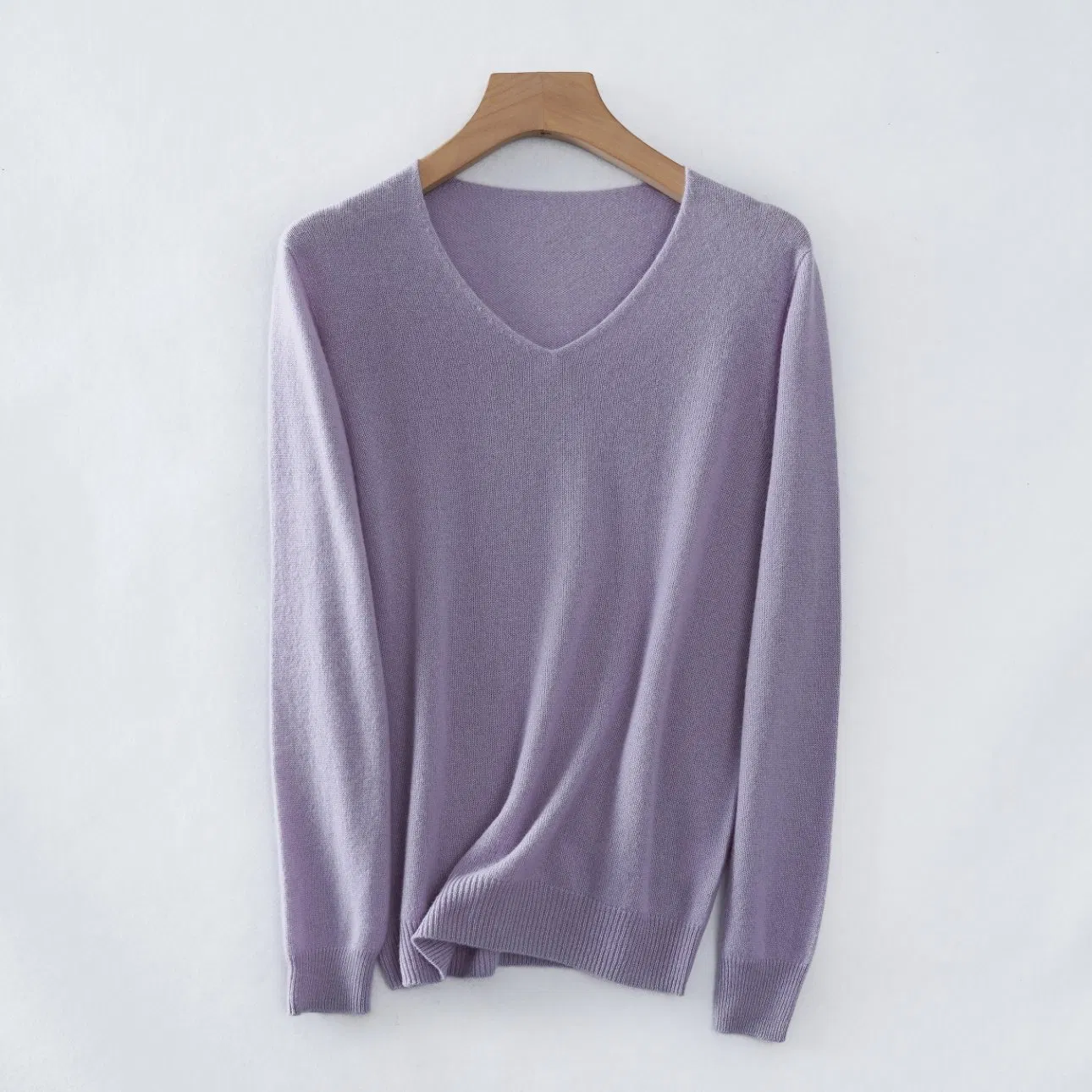 Хит продаж, женский классический всесезонный бесшовный легкий вязаный пуловер с V-образным вырезом, кашемировый свитер
