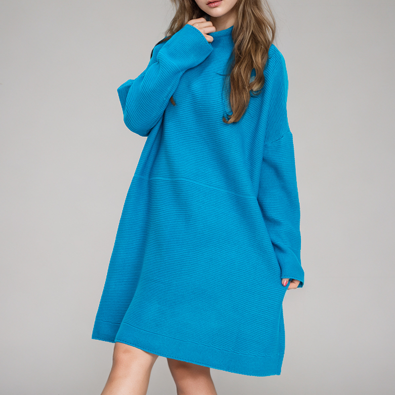 Оптовая продажа повседневного синего свитера из хлопка Turtle Women&prime;s Dress Sweater