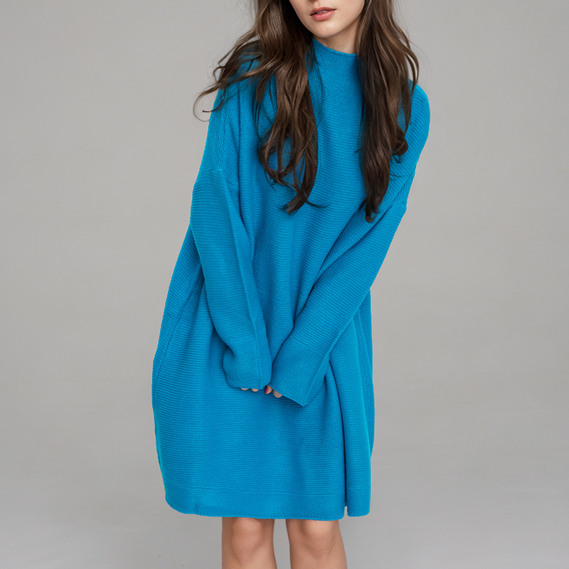 Оптовая продажа повседневного синего свитера из хлопка Turtle Women&prime;s Dress Sweater