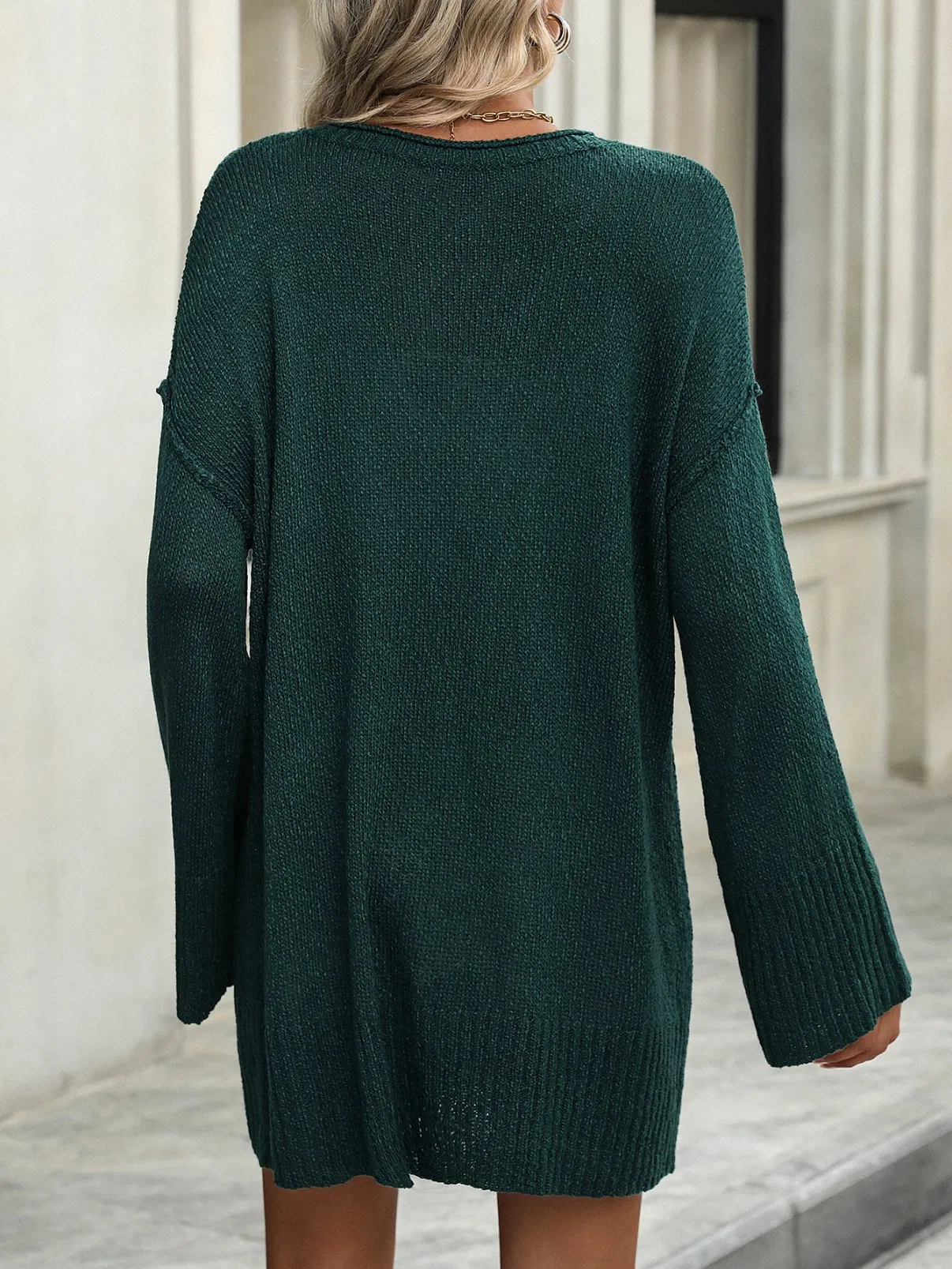 Женский длинный вязаный свитер, женское вязаное платье-свитер