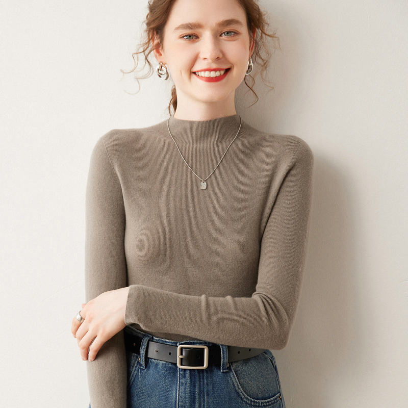 Осенне-зимний кашемировый вязаный свитер с высоким воротом и удобными длинными рукавами для женщин
