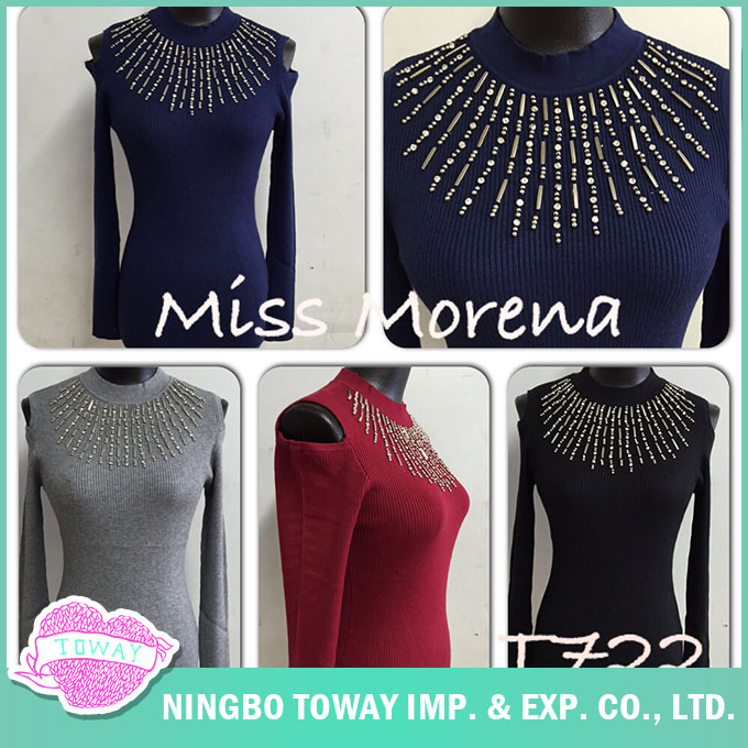 Горячая распродажа Нижнего вышитого бисером розового женского модного трикотажа онлайн