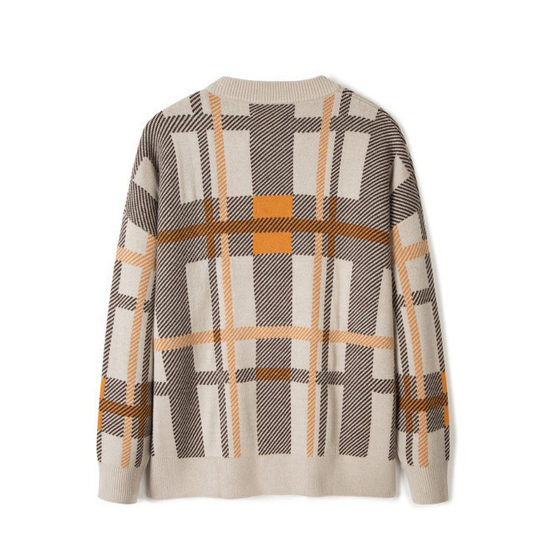 Весенний мужской вязаный кардиган в клетку из саржи контрастного цвета, свитер с длинным рукавом