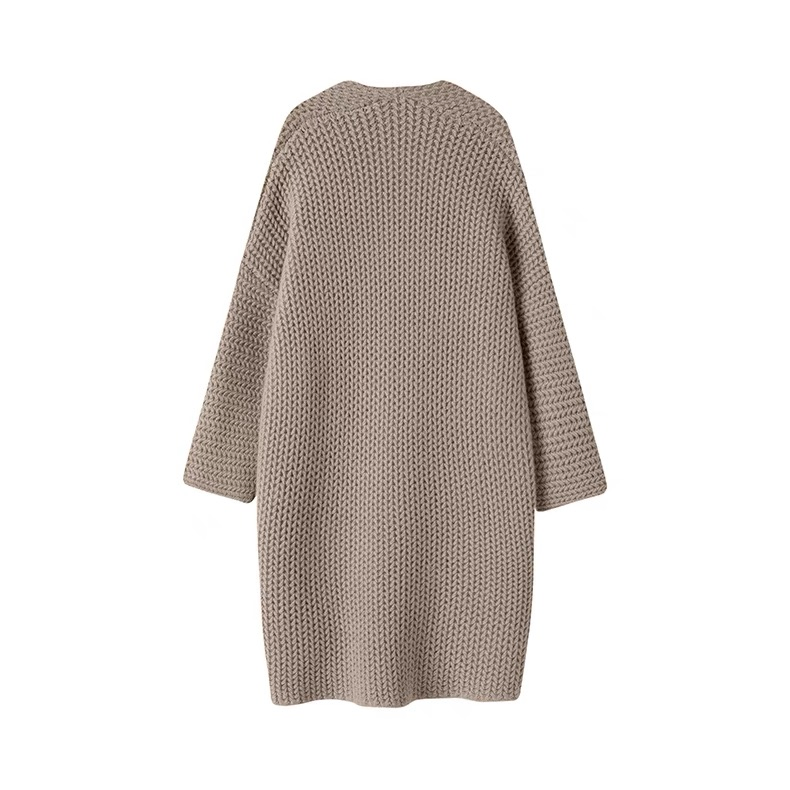 Однотонный кашемировый вязаный кардиган для женщин, Длинный свитер свободного кроя, сшитый на фабрике по пошиву одежды, Пошив одежды по индивидуальному заказу, мелкий заказ и