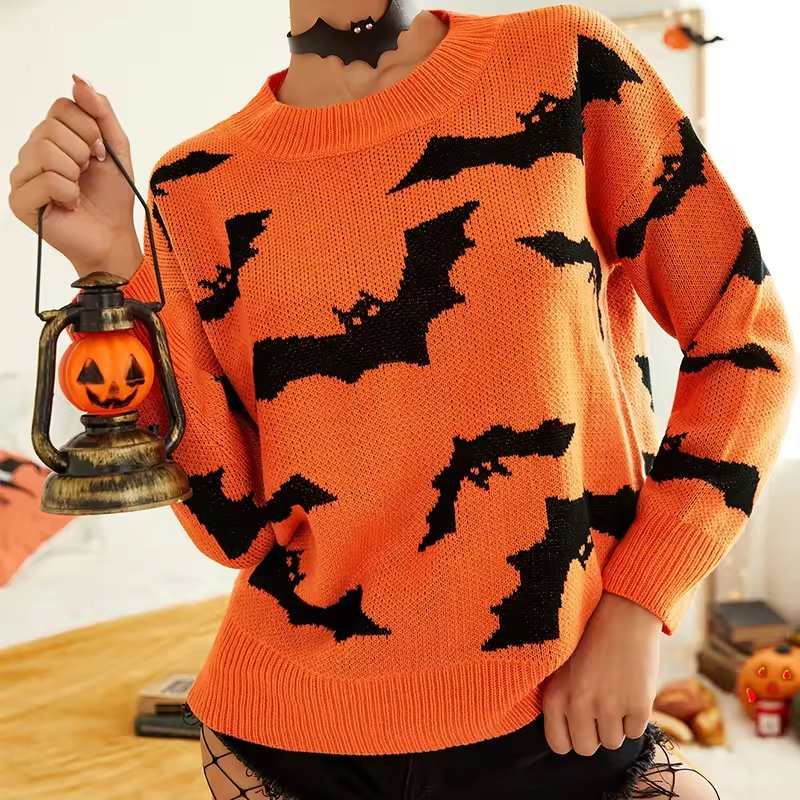 Женская забавная толстовка с длинными рукавами и принтом на Хэллоуин, повседневная блузка, пуловер, свитер