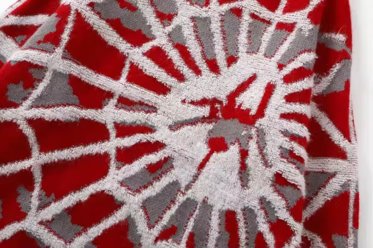 Свободный вязаный свитер в стиле хип-хоп с круглым вырезом и жаккардовым узором "Олень-паук" в уличном стиле