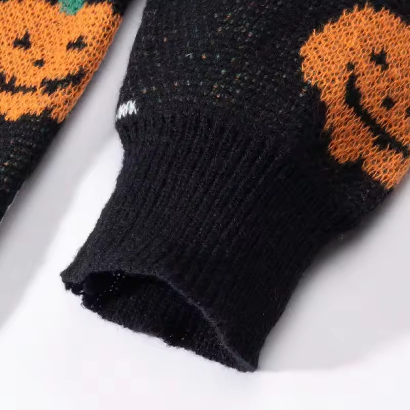 Свитер на Хэллоуин, свободный повседневный свитер плотной вязки с жаккардовым узором, свитер на тему Хэллоуина