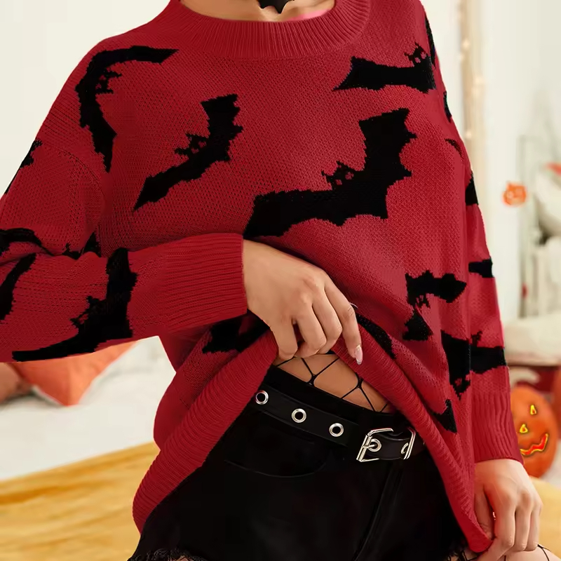 Женская забавная толстовка с длинными рукавами и принтом на Хэллоуин, повседневная блузка, пуловер, свитер