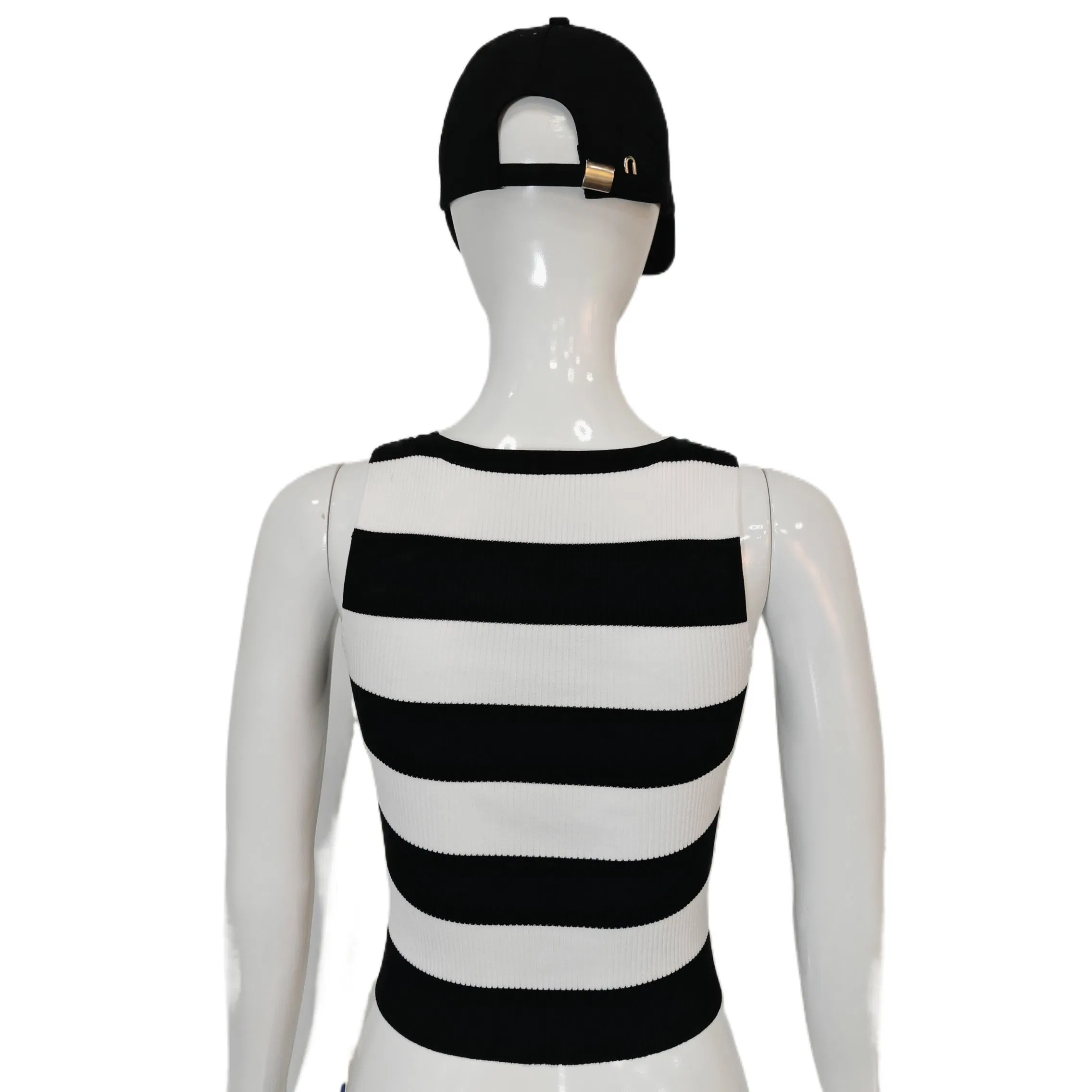 Новый женский винтажный топ на бретелях, тонкий короткий повседневный жилет в полоску с цветными блоками, укороченный вязаный свитер с круглым вырезом, жилет