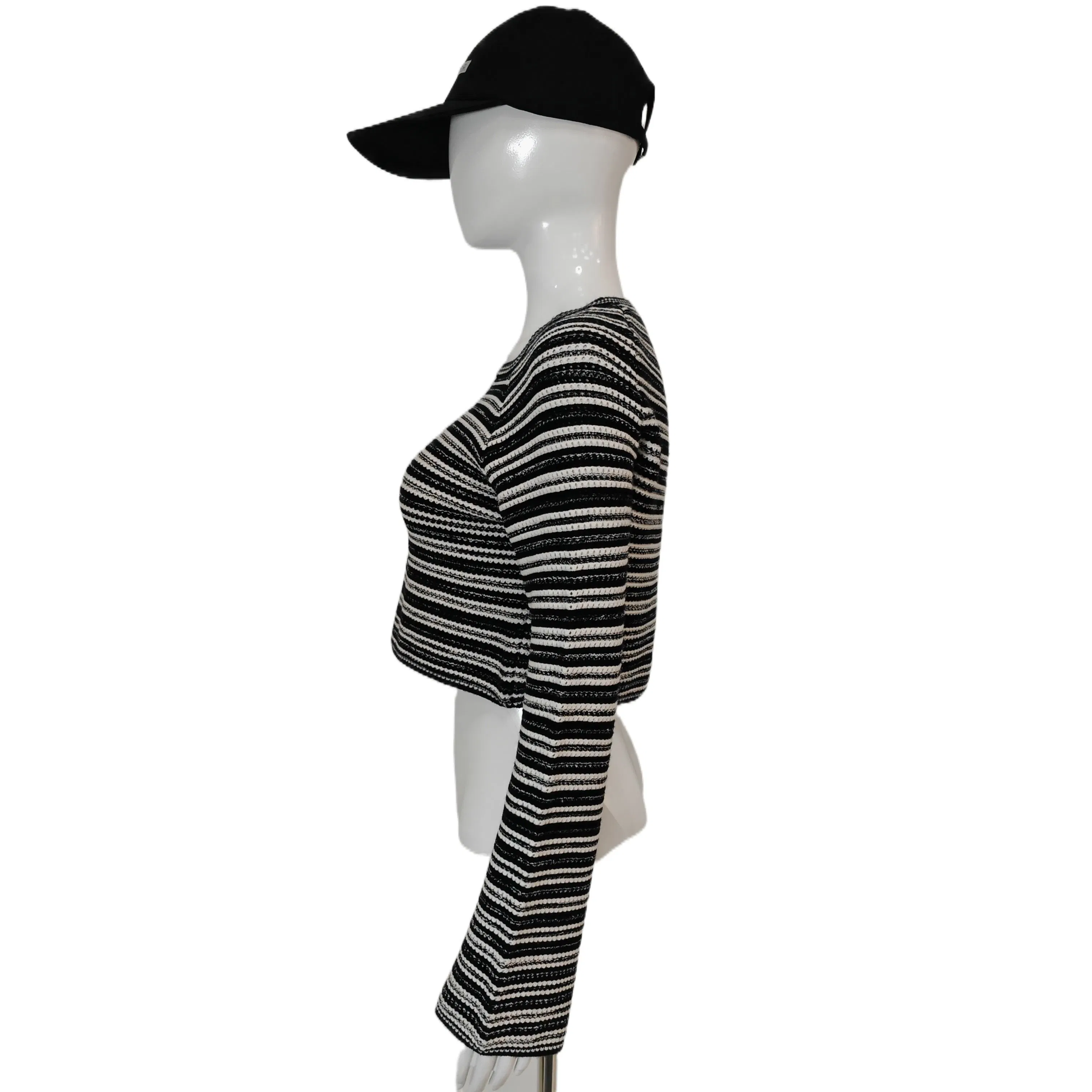 Женская повседневная приталенная стильная рубашка в интерьере prime, дышащий шерстяной трикотаж из полиэстера, полосатый топ с круглым вырезом, свободный свитер