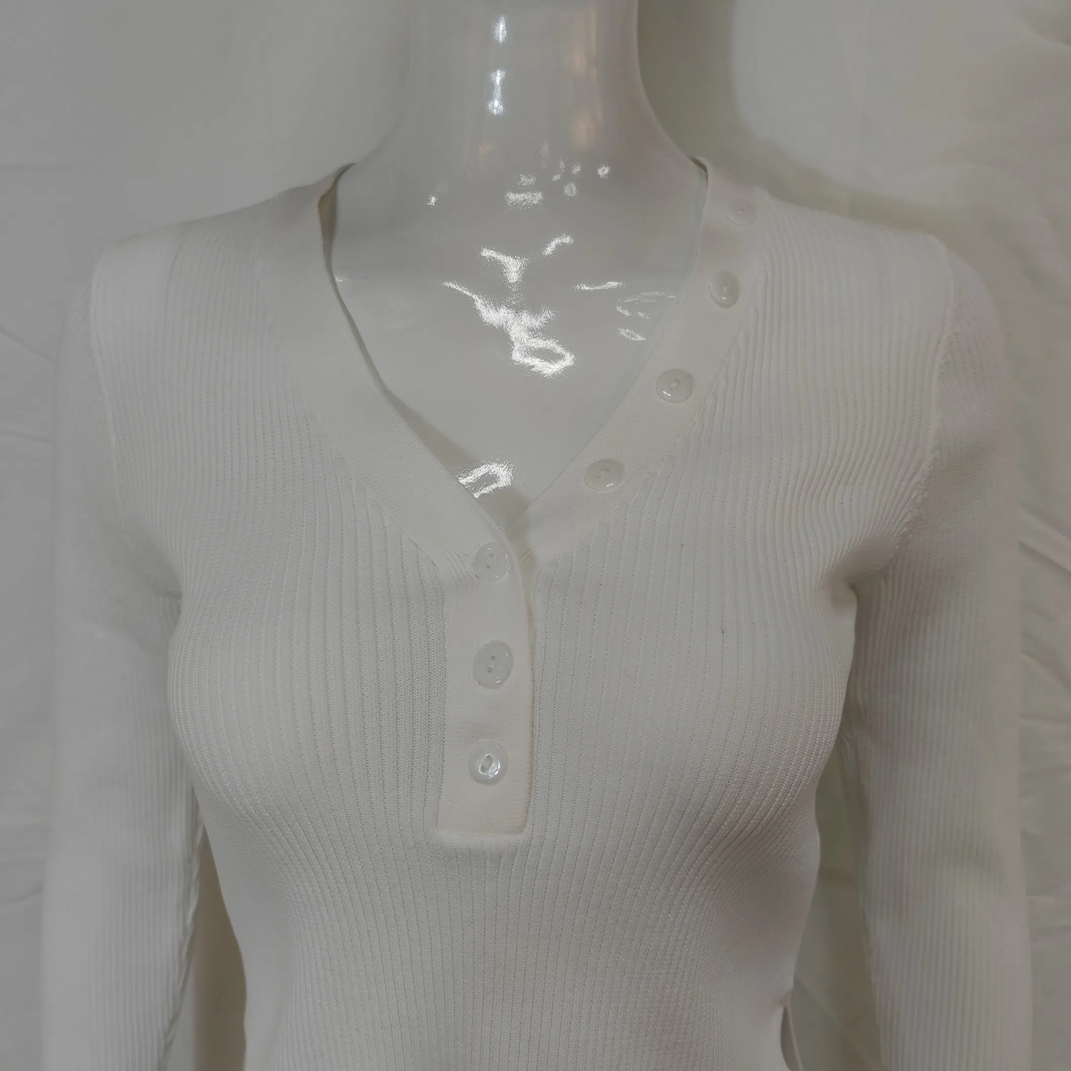 Женский повседневный свитер с V-образным вырезом, топ с индивидуальным дизайном логотипа, дышащий вязаный свитер с длинными рукавами