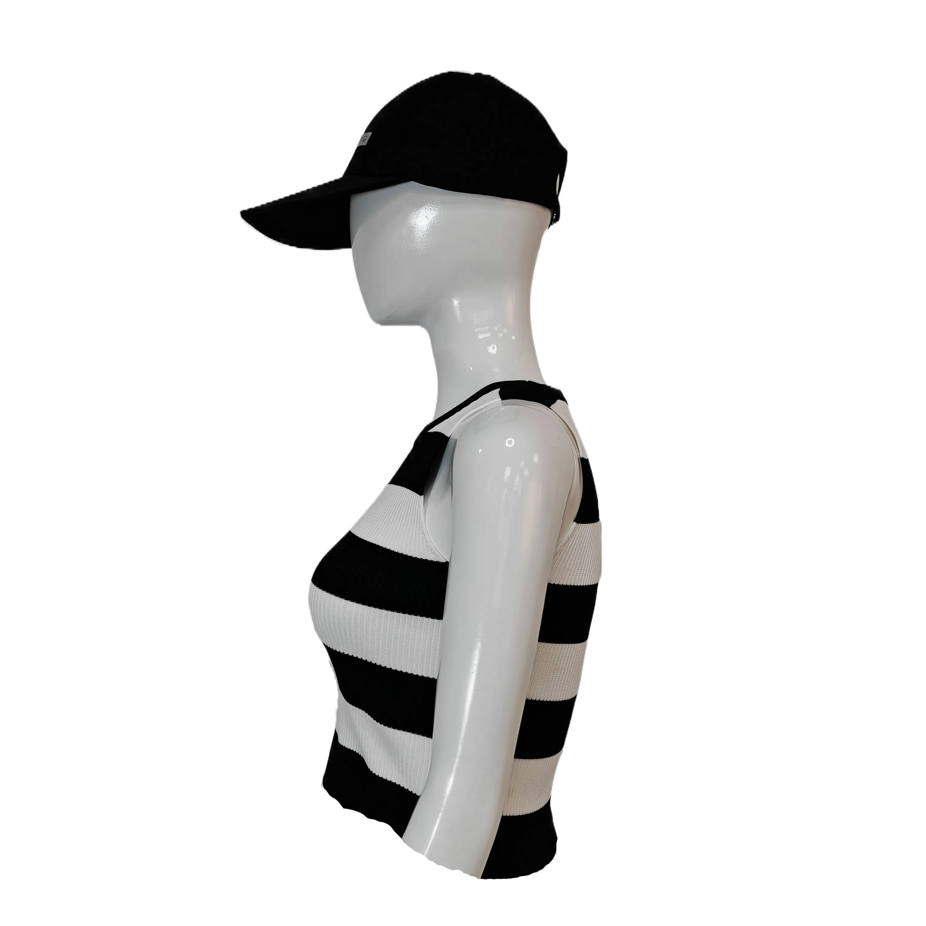 Новый женский винтажный топ на бретелях, тонкий короткий повседневный жилет в полоску с цветными блоками, укороченный вязаный свитер с круглым вырезом, жилет