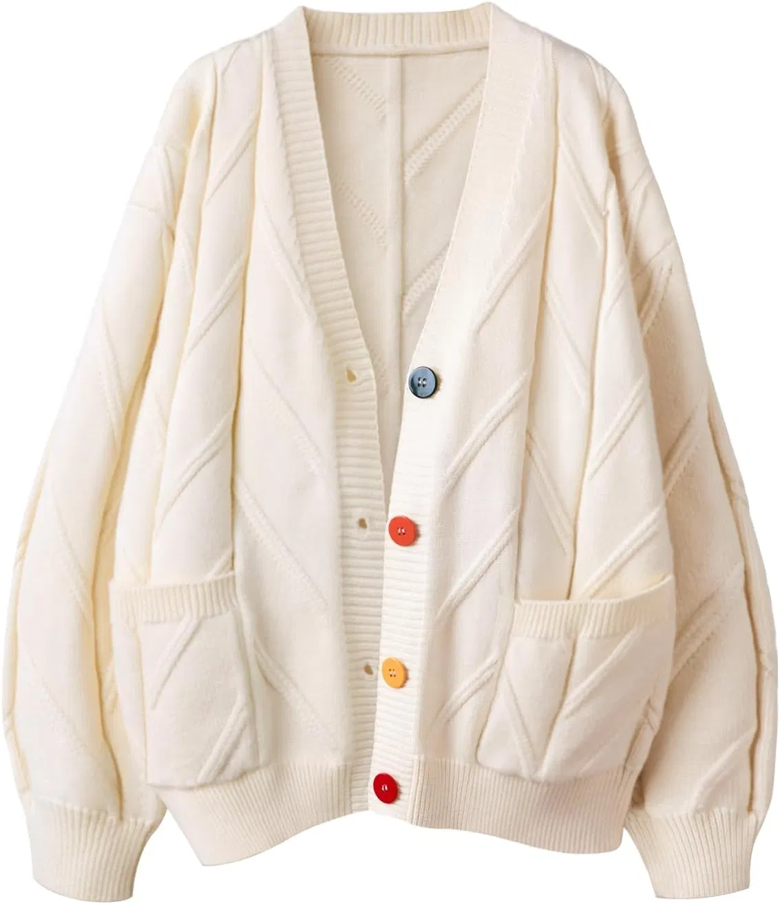 Женский кардиган крупной вязки из смеси шерсти с открытой передней частью