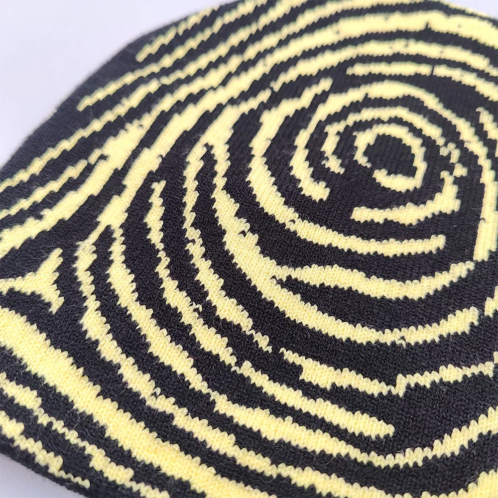 Красочный образец зимней шапки-бини из жаккарда в новом стиле, графическая шапка-бини без манжетов, вязаная на заказ из акрила