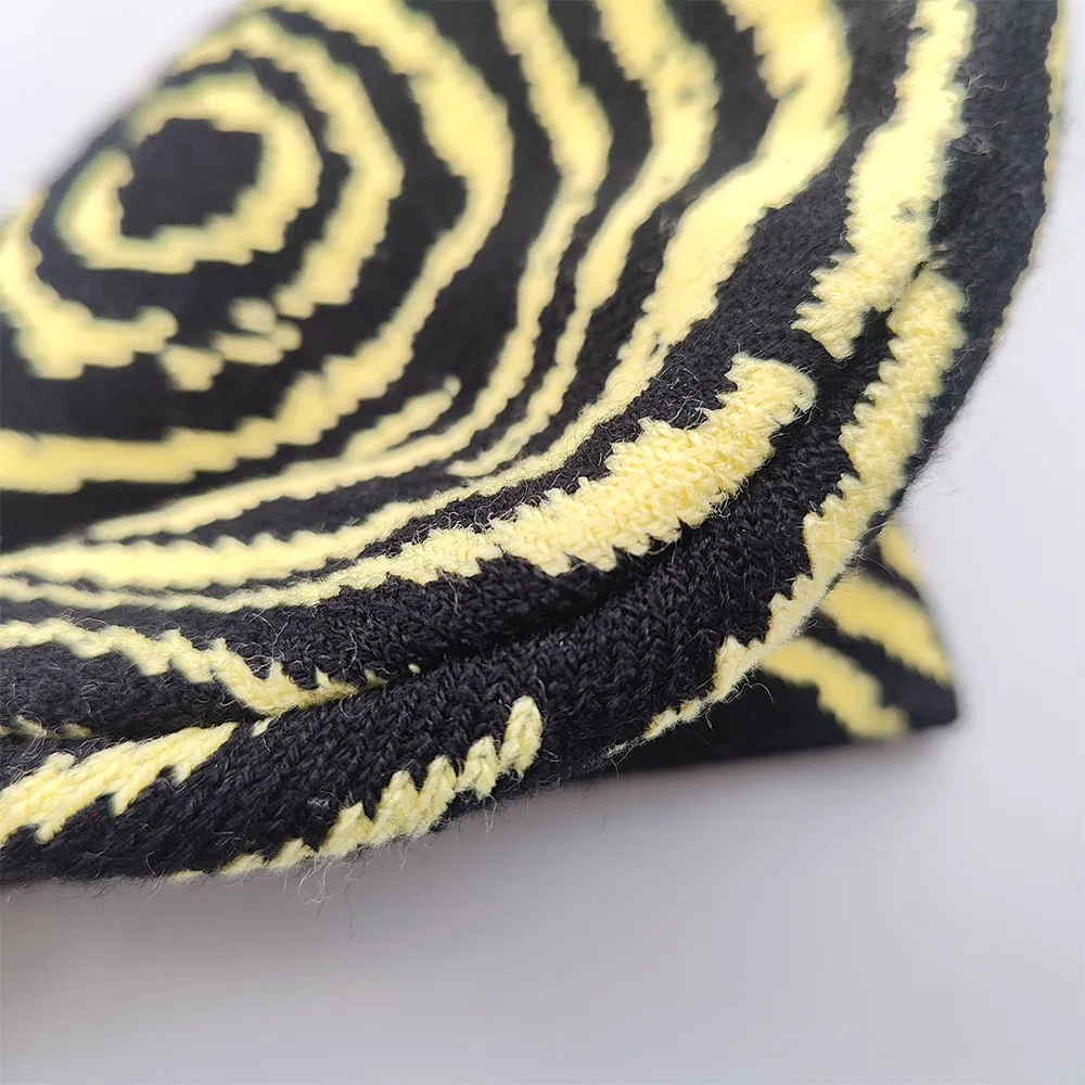 Красочный образец зимней шапки-бини из жаккарда в новом стиле, графическая шапка-бини без манжетов, вязаная на заказ из акрила