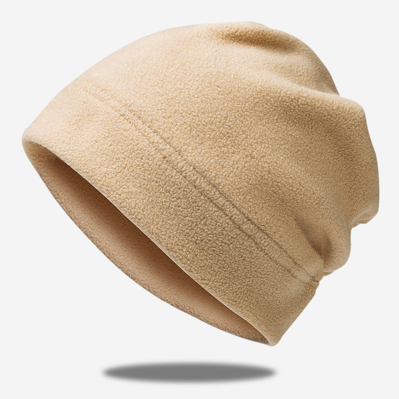 Зимние шапочки-бини с напуском из полар-флиса с логотипом на заказ