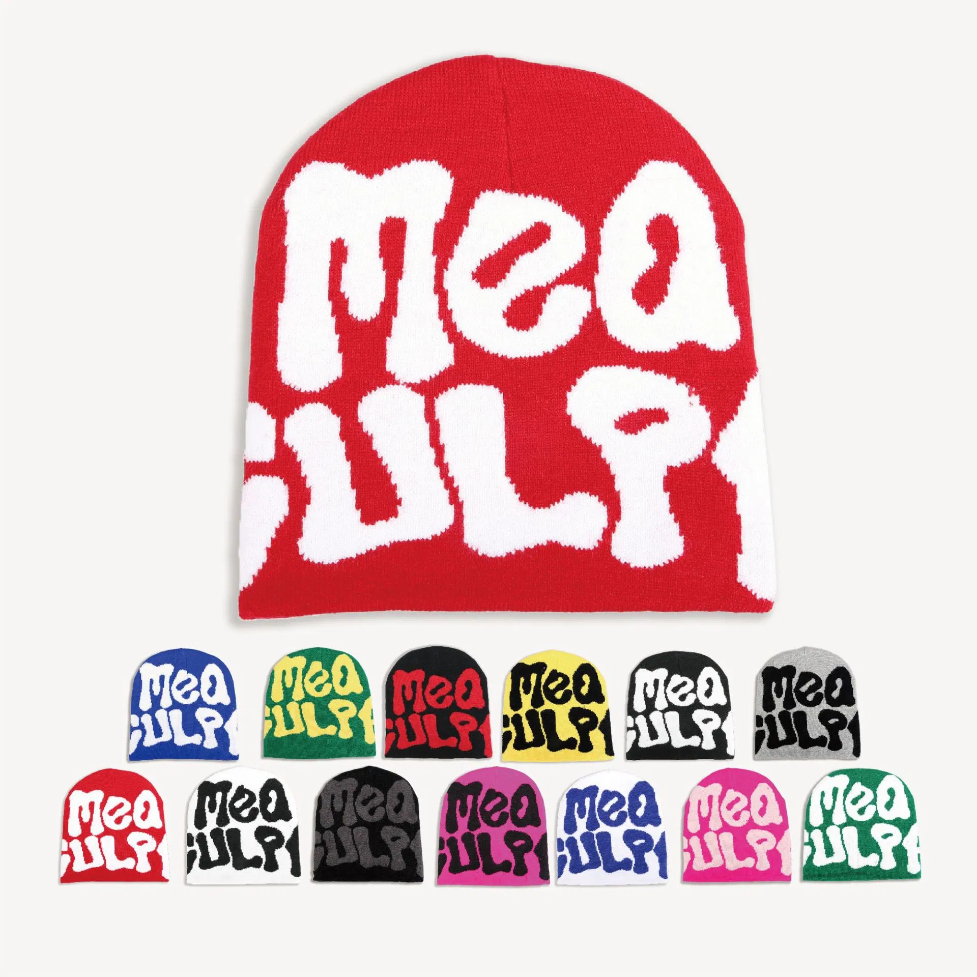 Зимние вязаные шапки Mea Beanie из жаккарда Gorras с объемной вышивкой логотипа оптом на заказ